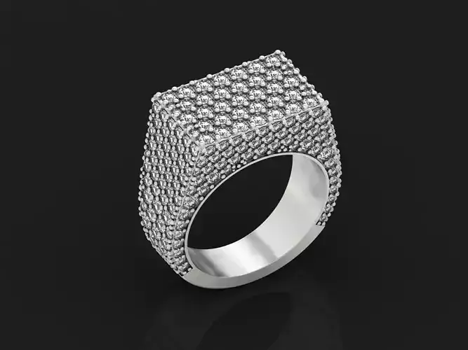 Gold Mens and women  Pave Diamond Square Ring 2666