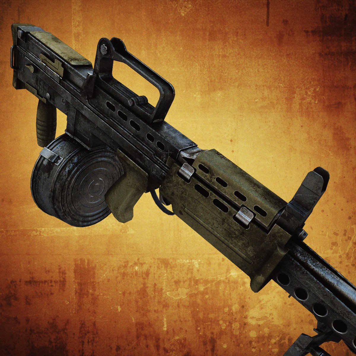 SA80 Machine gun Low-poly 3D model_4