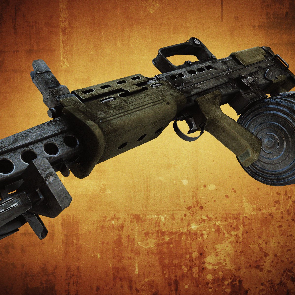 SA80 Machine gun Low-poly 3D model_3