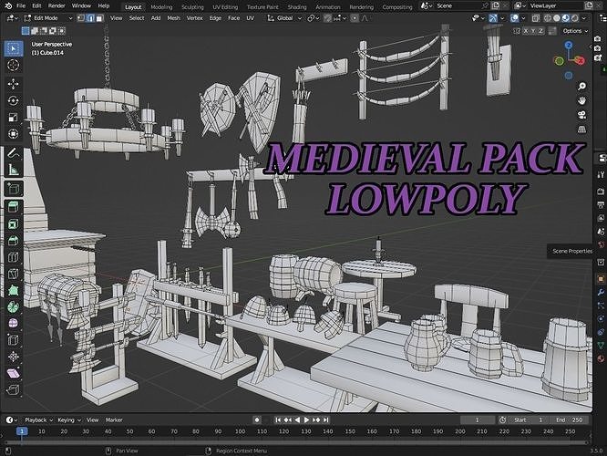 mediaval pack lowpoly ready for texturing Free 3D model