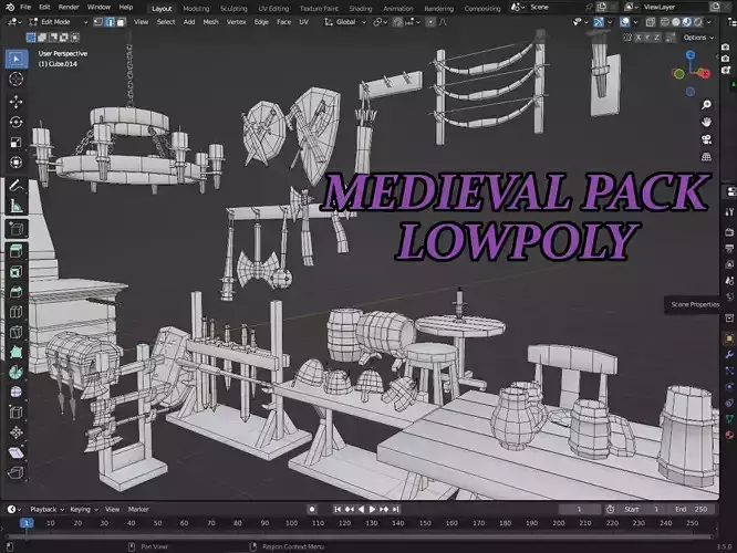 mediaval pack lowpoly ready for texturing