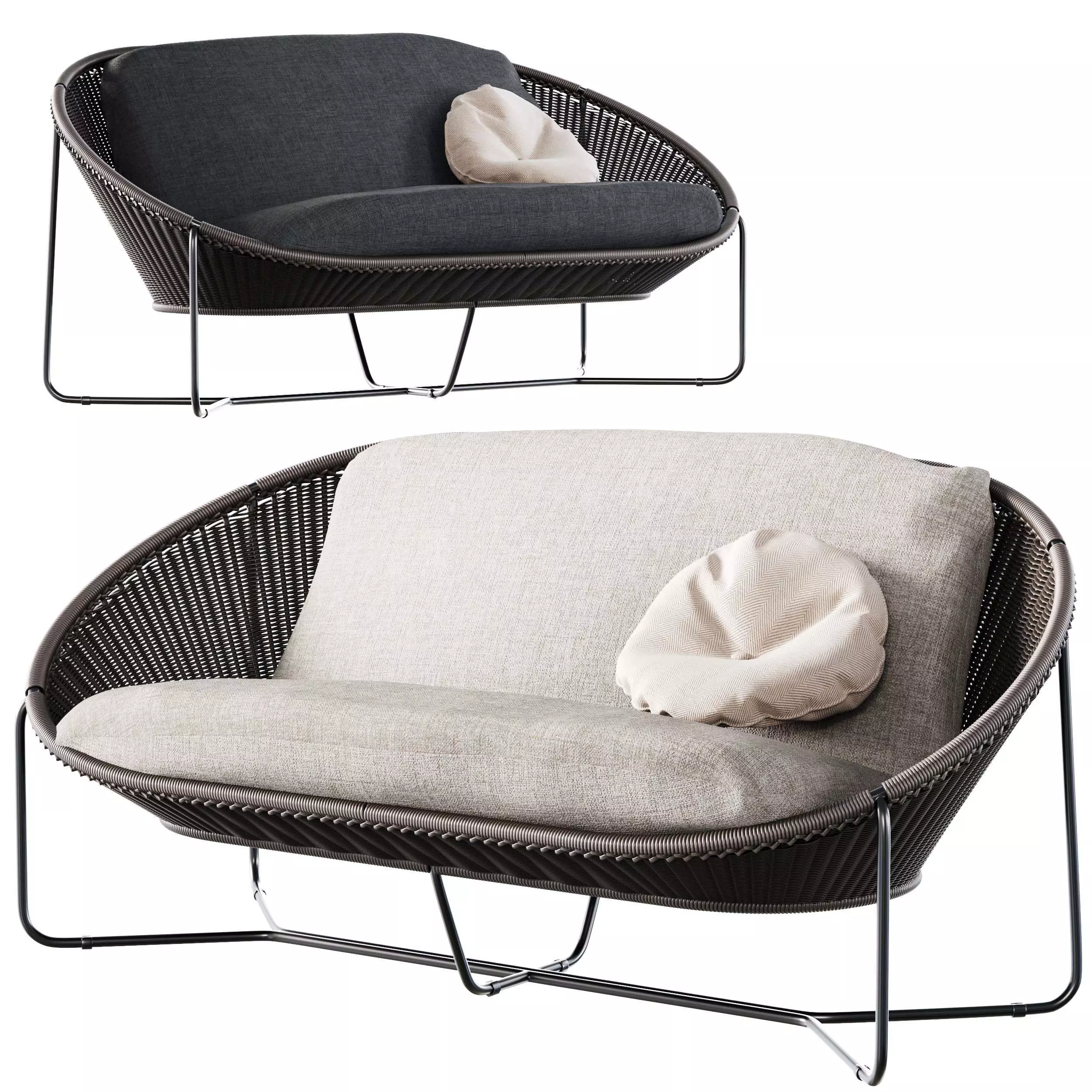 Morocco Graphite Oval Loveseat Crate and Barrel 3D model