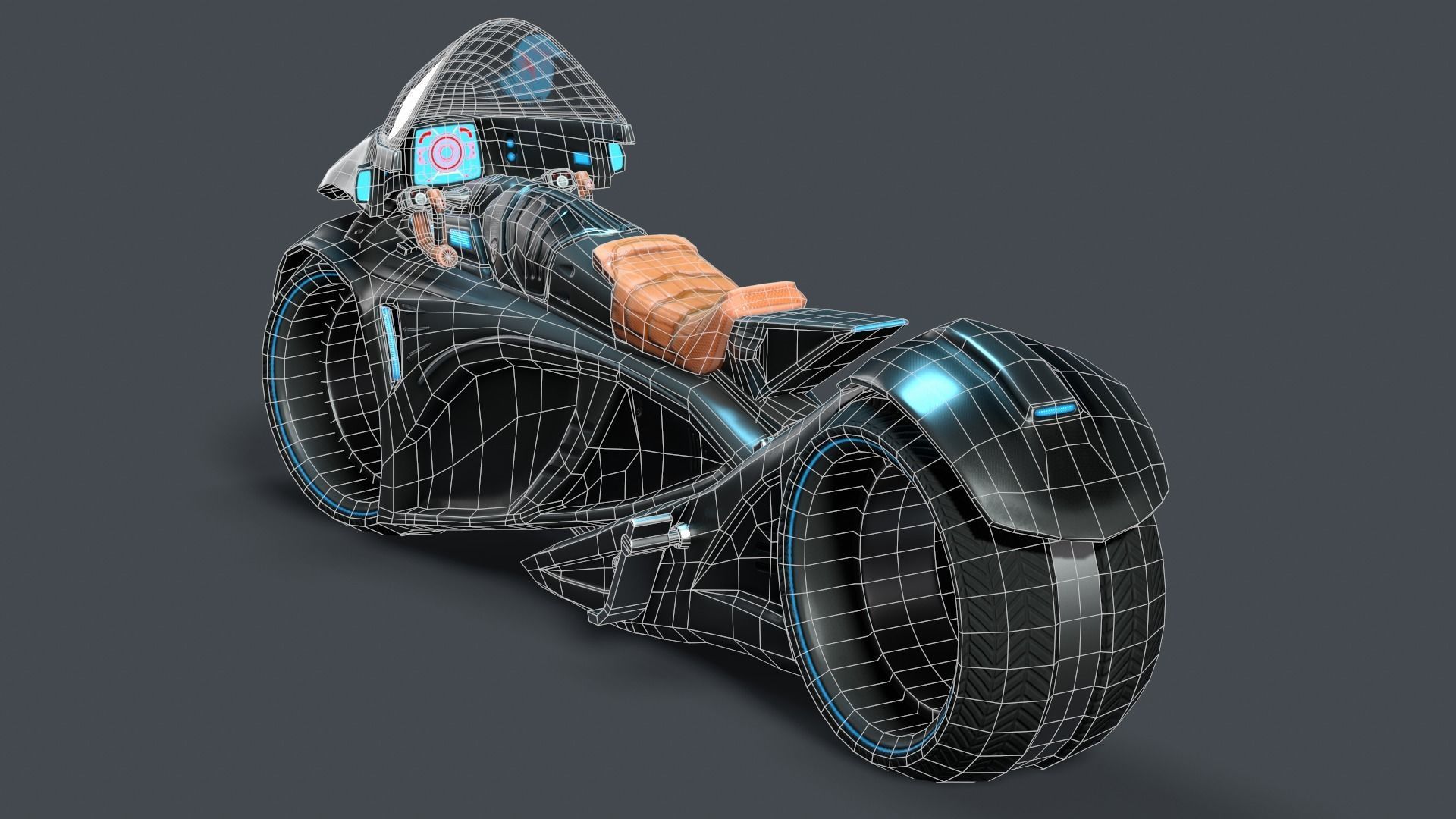 Sci fi Bike Lowpoly model Low-poly 3D model_8