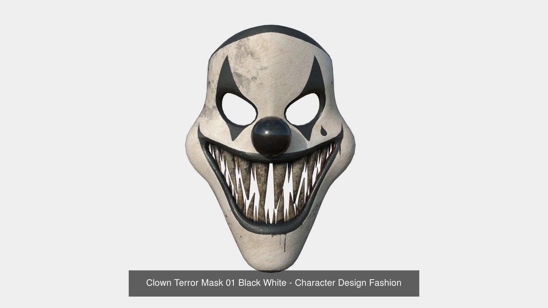 Clown Terror Costume and Mask - Black White - Character Design 3D Model Collection_3