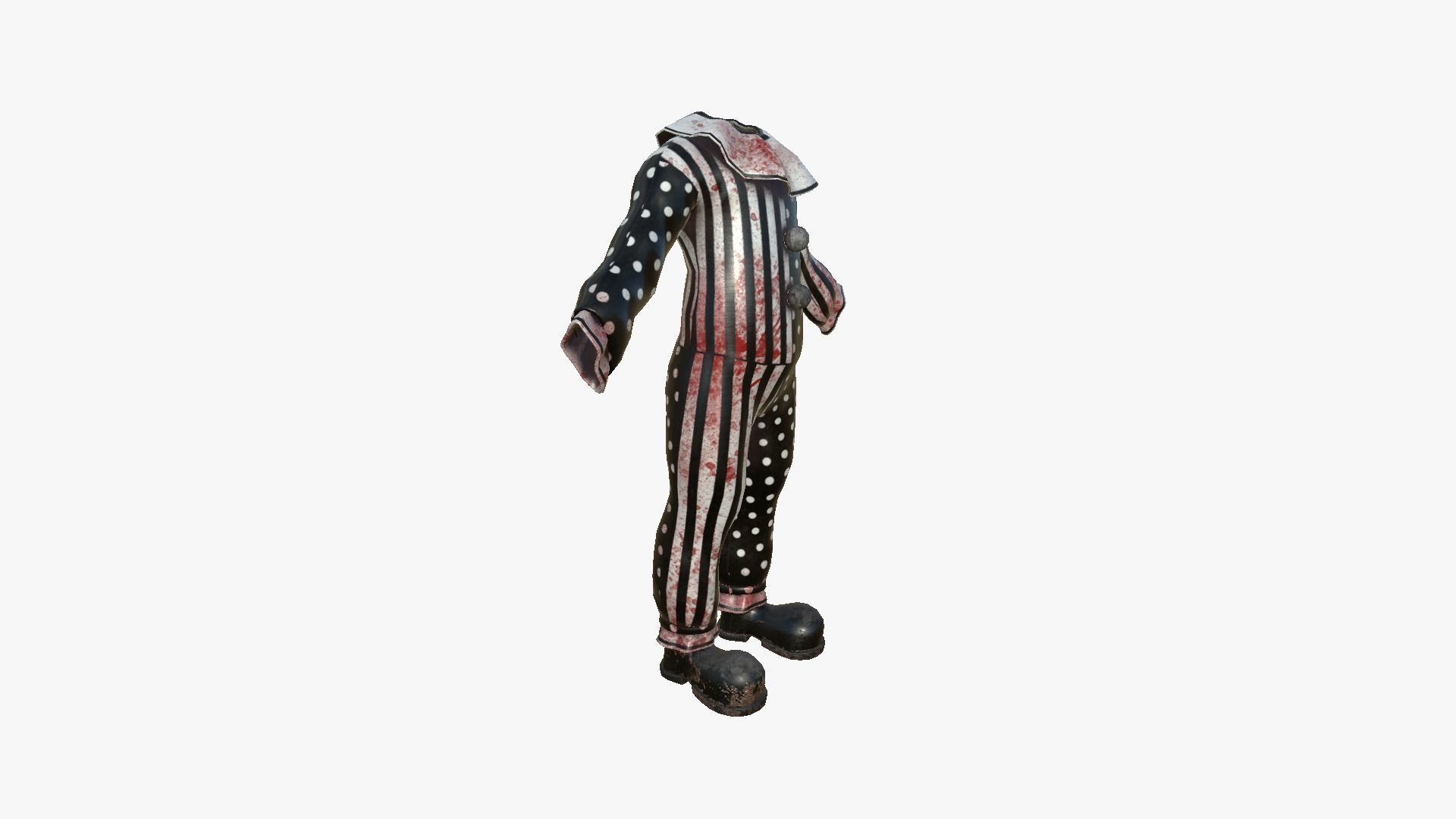 Clown Terror Costume and Mask - Black White - Character Design 3D Model Collection_26