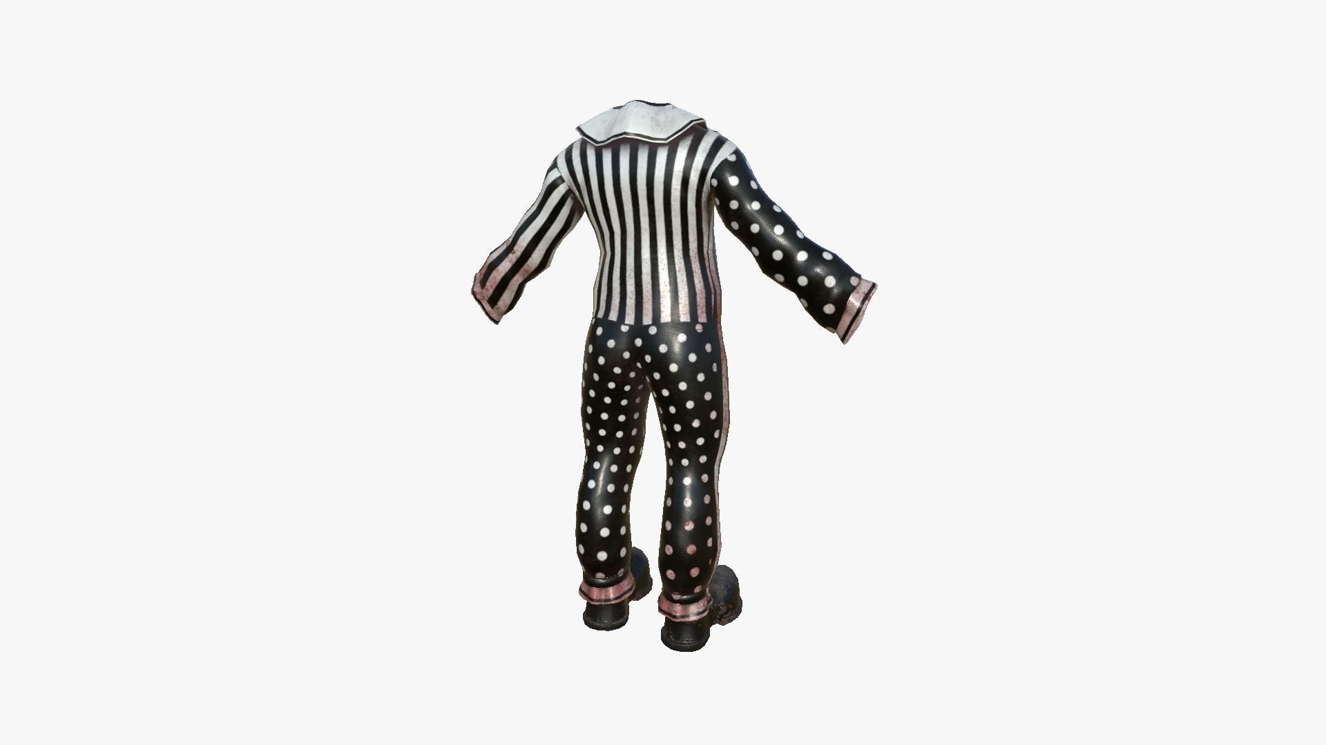 Clown Terror Costume and Mask - Black White - Character Design 3D Model Collection_24