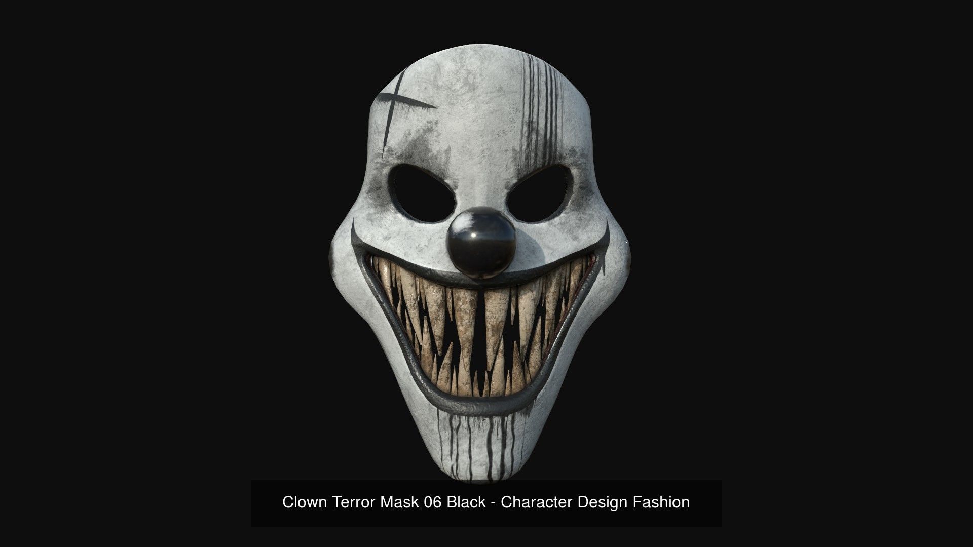 Clown Terror Costume and Mask - Black White - Character Design 3D Model Collection_4