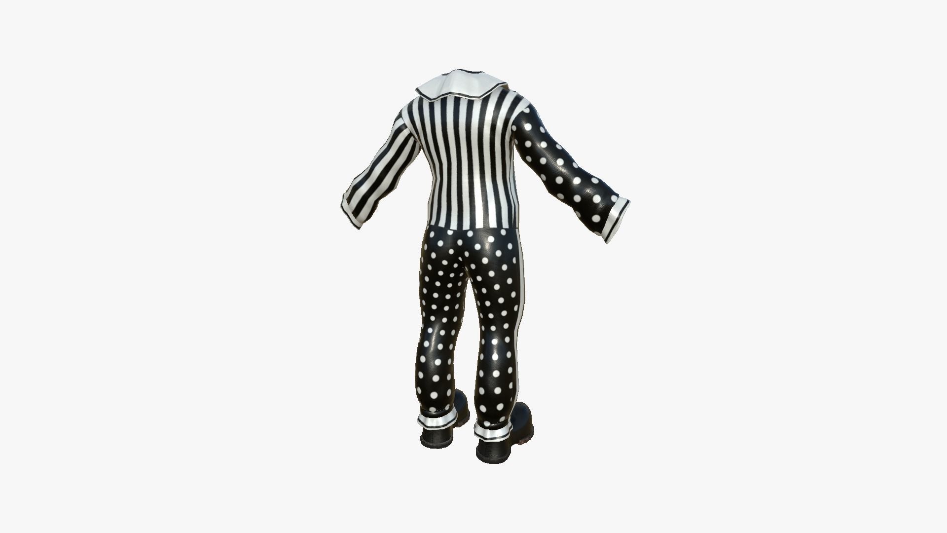 Clown Terror Costume and Mask - Black White - Character Design 3D Model Collection_25