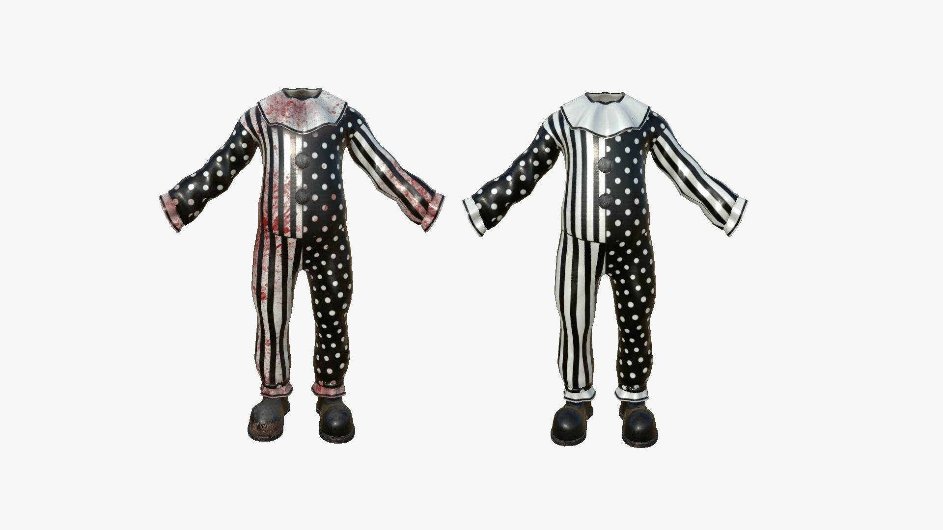 Clown Terror Costume and Mask - Black White - Character Design 3D Model Collection_23