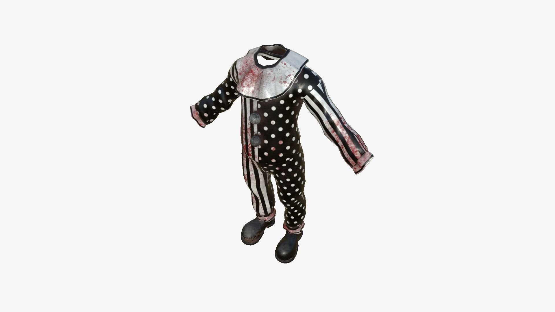 Clown Terror Costume and Mask - Black White - Character Design 3D Model Collection_27
