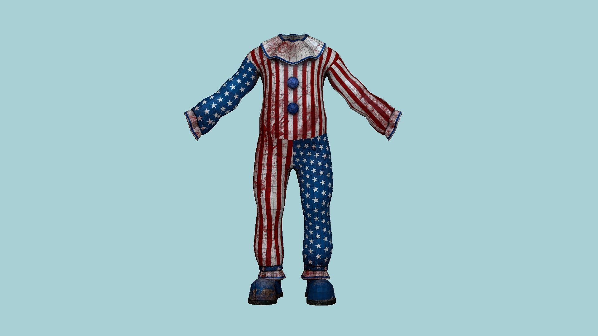 Clown Terror Costume and Masks - USA - Character Design 3D Model Collection_29