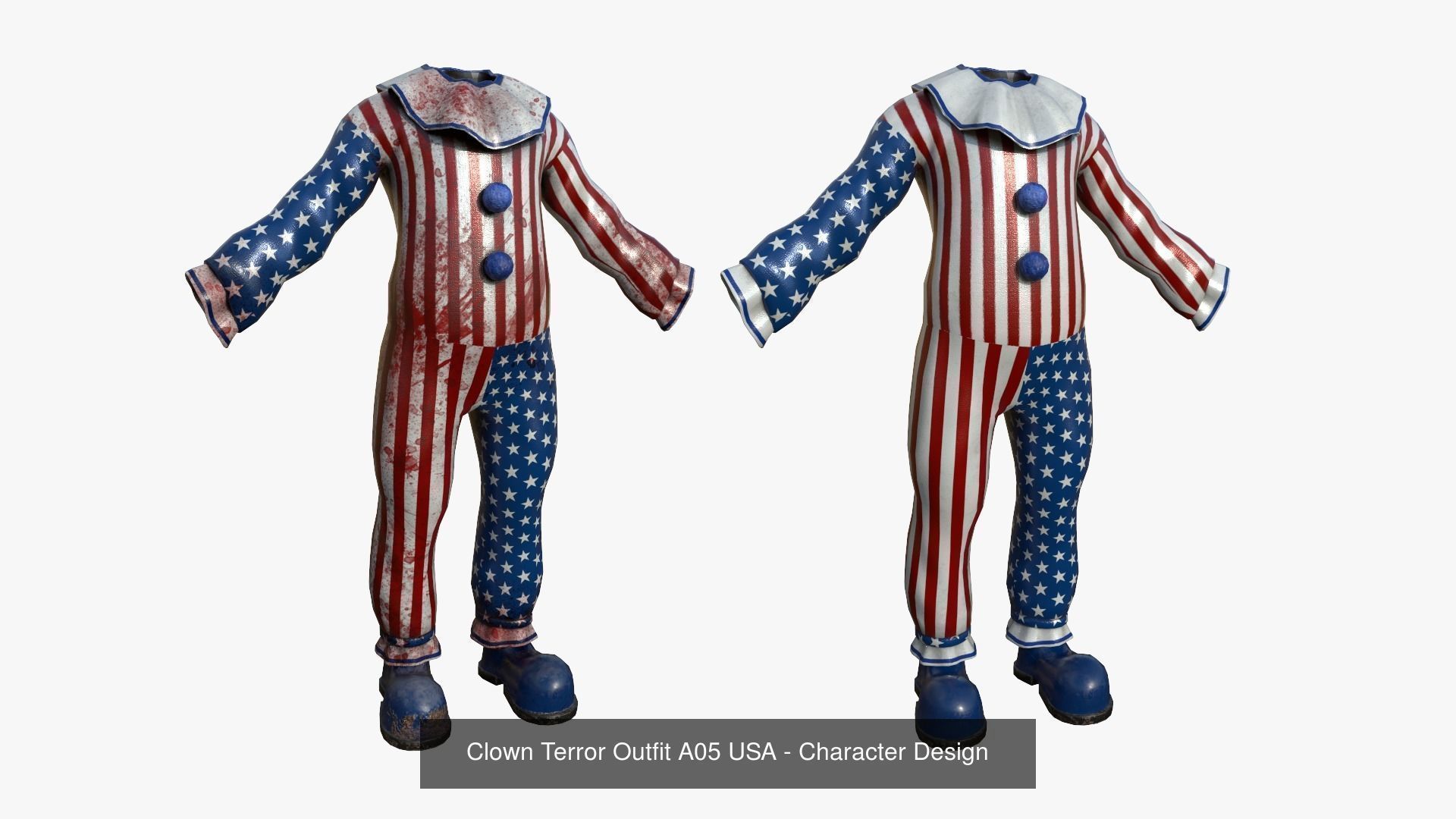 Clown Terror Costume and Masks - USA - Character Design 3D Model Collection_2