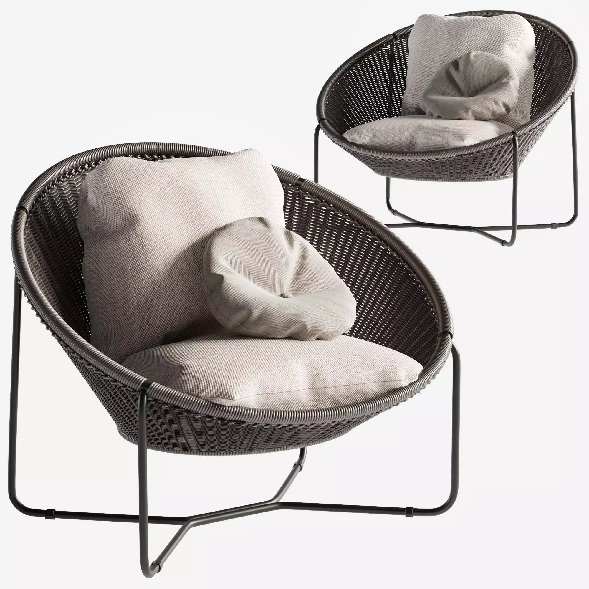 Morocco Graphite Oval Lounge Chair Crate and Barrel 3D model