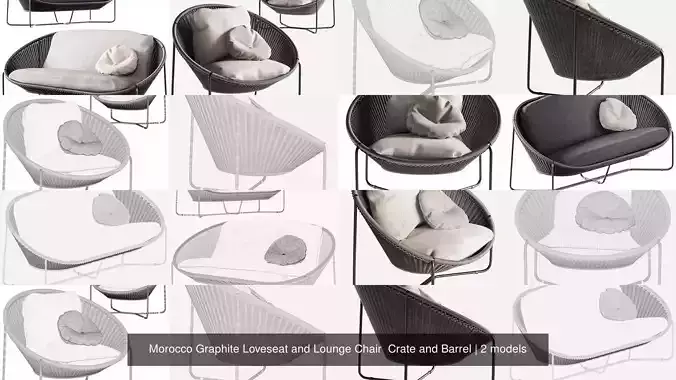 Morocco Graphite Loveseat and Lounge Chair  Crate and Barrel