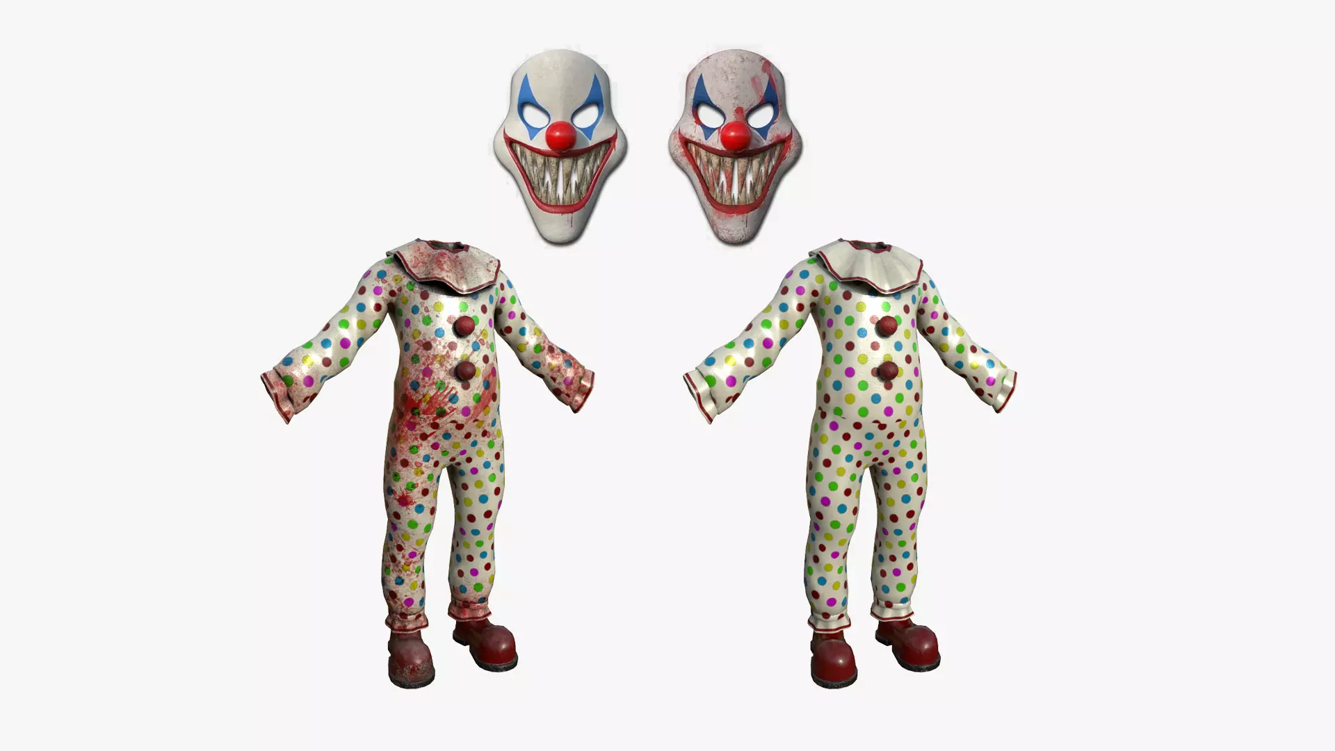 Clown Terror Costume and Mask - Colored - Character Design 3D Model Collection_0