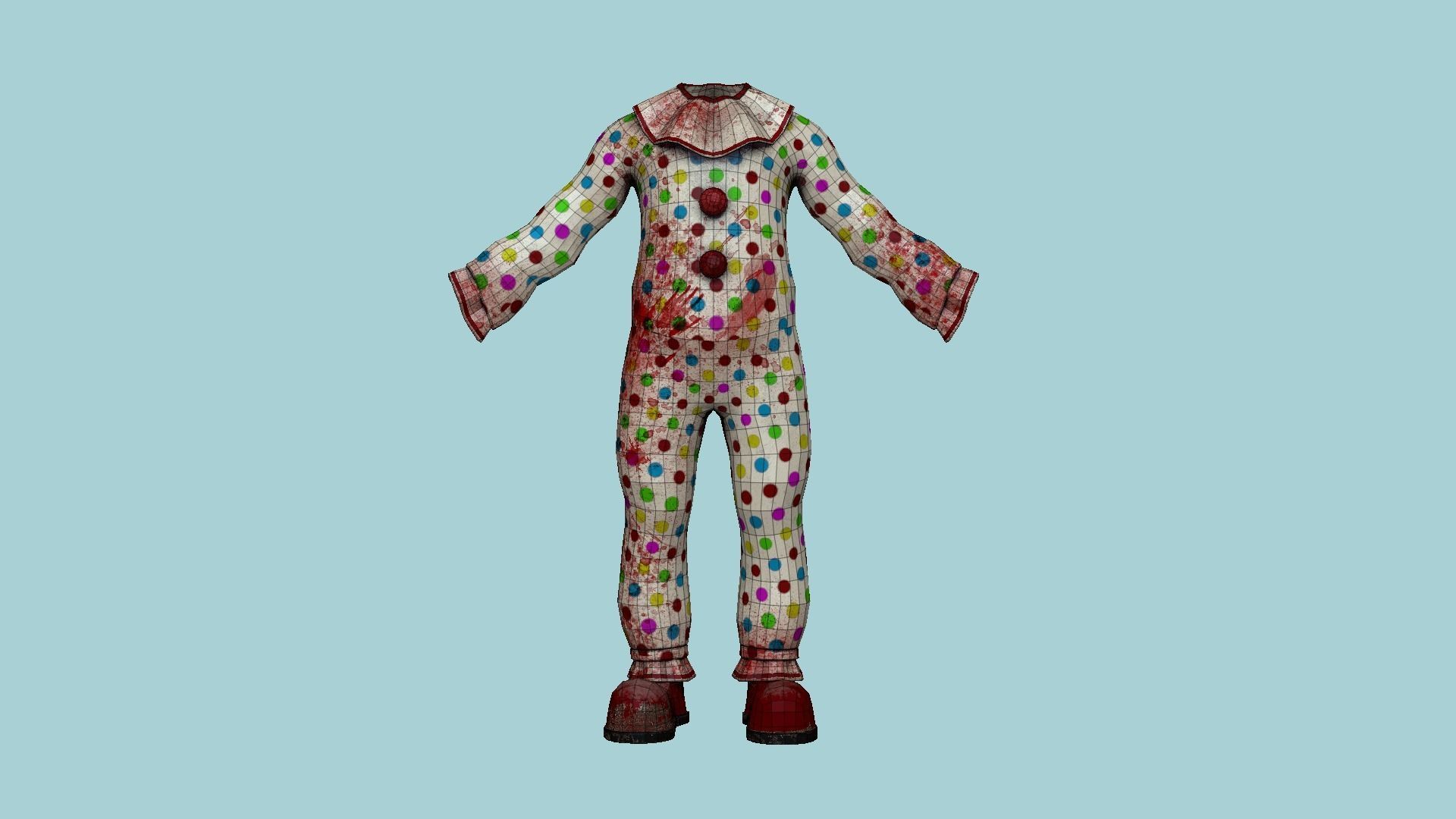Clown Terror Costume and Mask - Colored - Character Design 3D Model Collection_33
