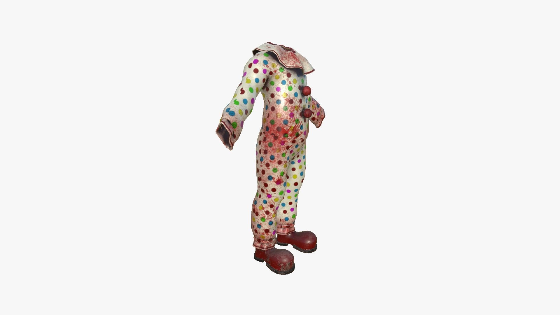 Clown Terror Costume and Mask - Colored - Character Design 3D Model Collection_18
