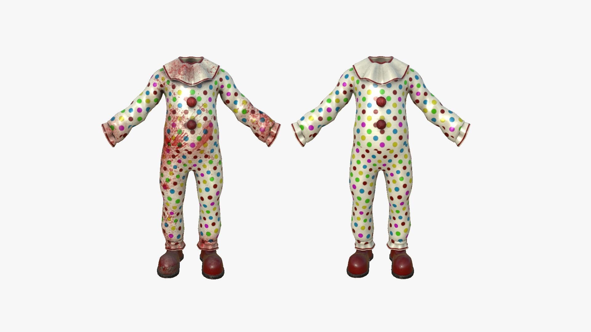 Clown Terror Costume and Mask - Colored - Character Design 3D Model Collection_16