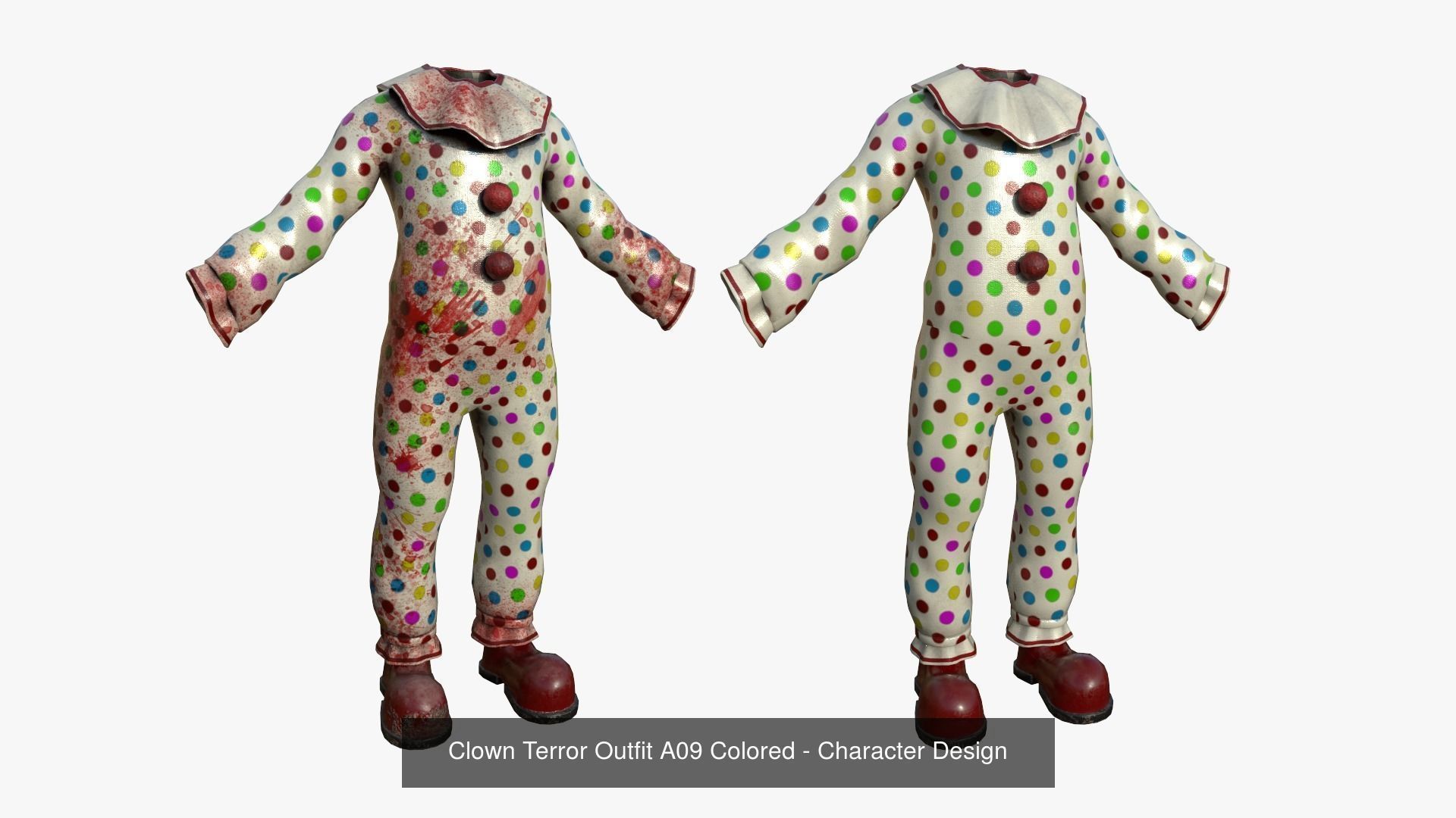 Clown Terror Costume and Mask - Colored - Character Design 3D Model Collection_2