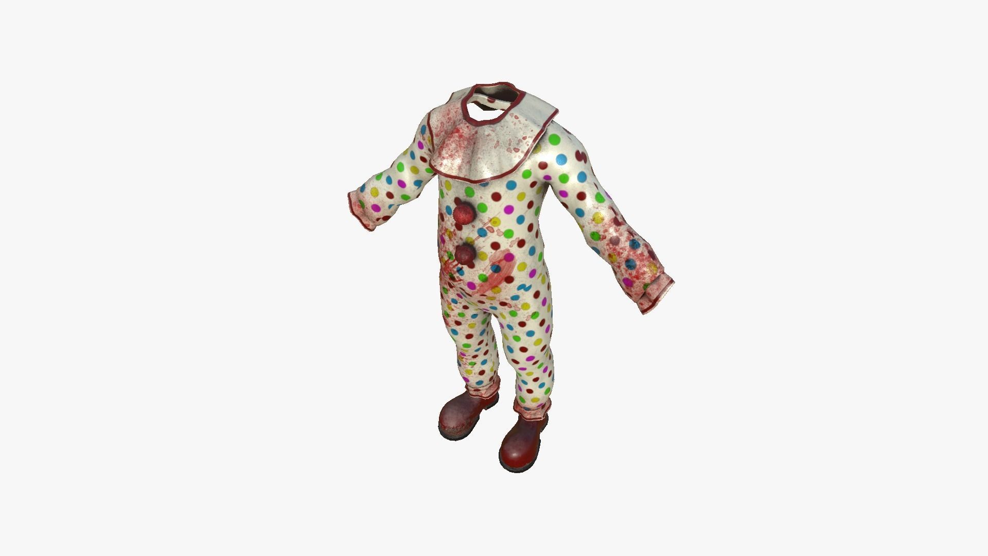 Clown Terror Costume and Mask - Colored - Character Design 3D Model Collection_20