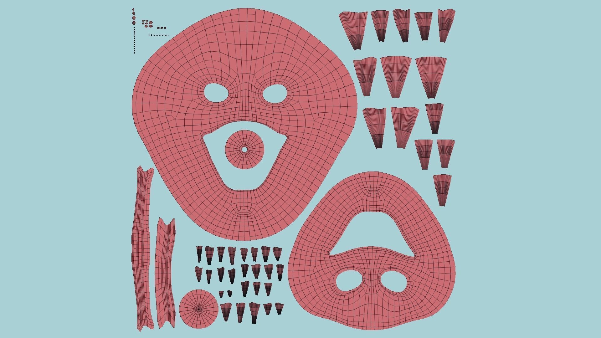 Clown Terror Costume and Mask - Colored - Character Design 3D Model Collection_13