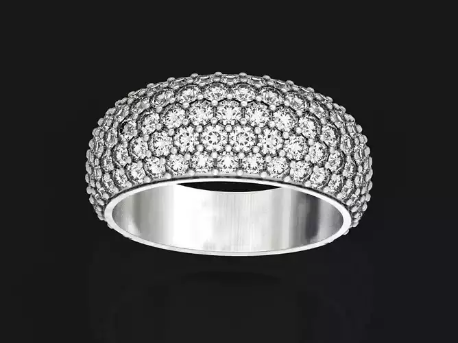 wedding ring Domed pave diamond band  2666