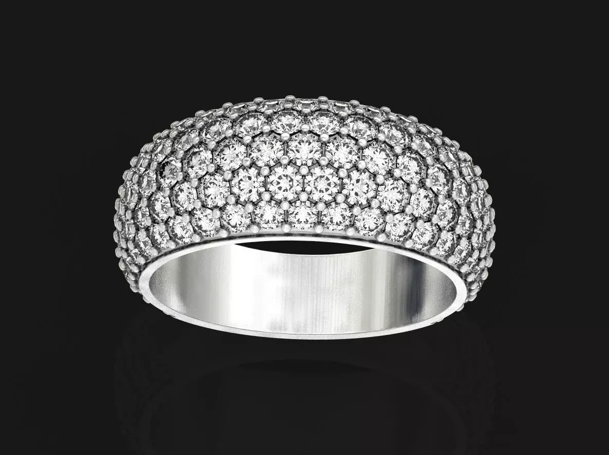 wedding ring Domed pave diamond band 2666 3D print model