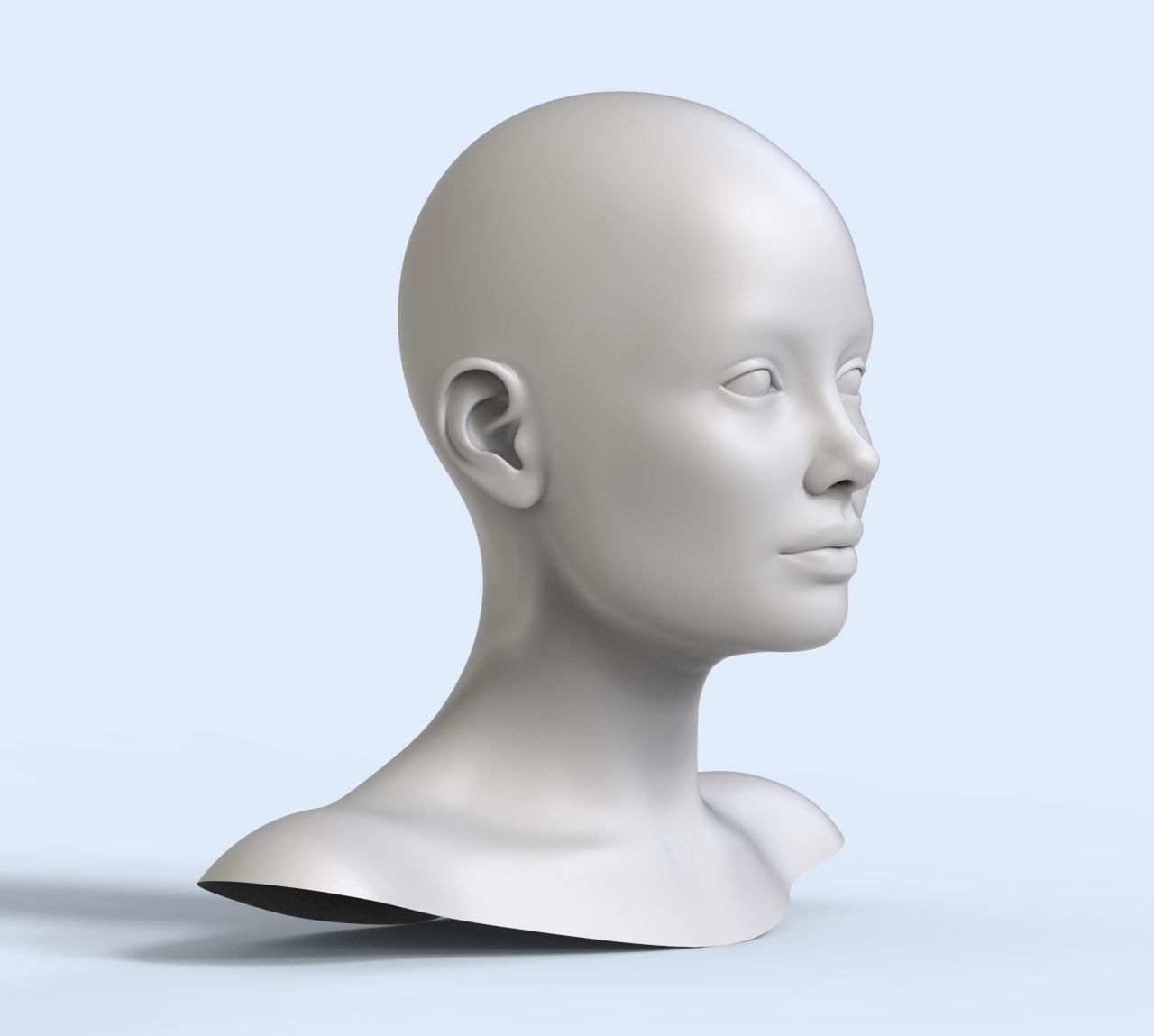 3 3D Head Face Female Character Women teenager portrait doll 3D Low-poly 3D model_1