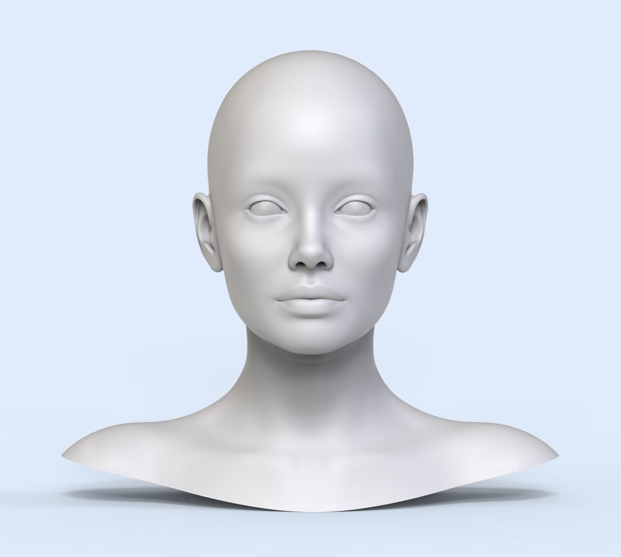 3 3D Head Face Female Character Women teenager portrait doll 3D Low-poly 3D model_3