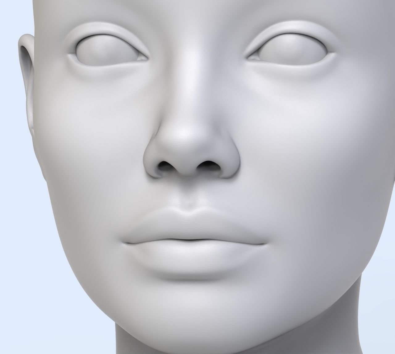 3 3D Head Face Female Character Women teenager portrait doll 3D Low-poly 3D model_5