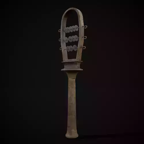 Long Wooden Baby Rattle Low-poly 3D model