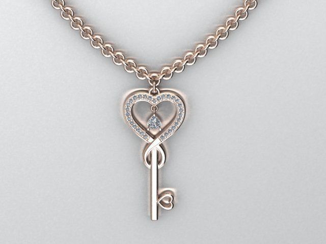 key pendant 3D print model_2