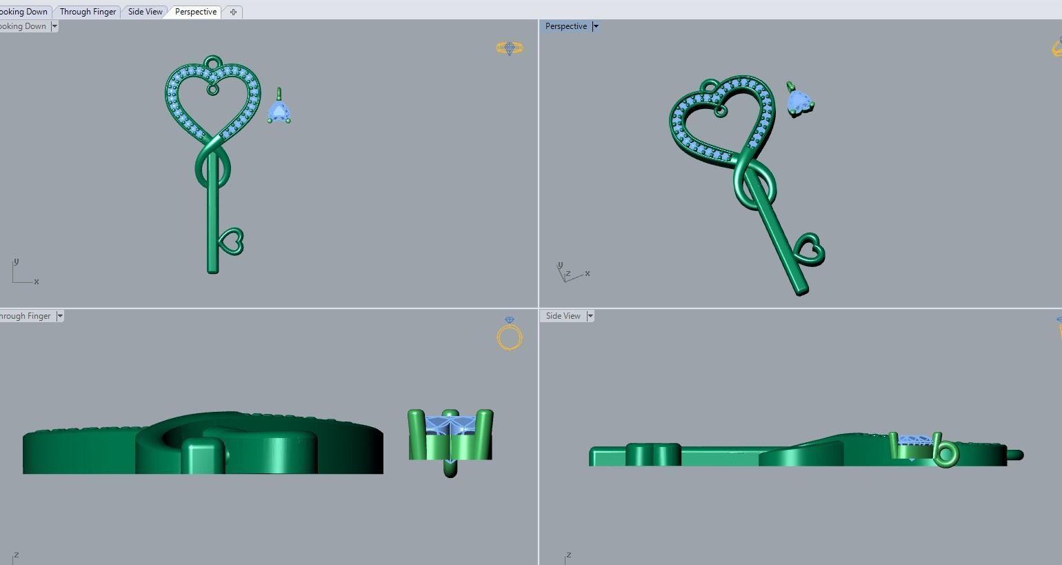 key pendant 3D print model_3