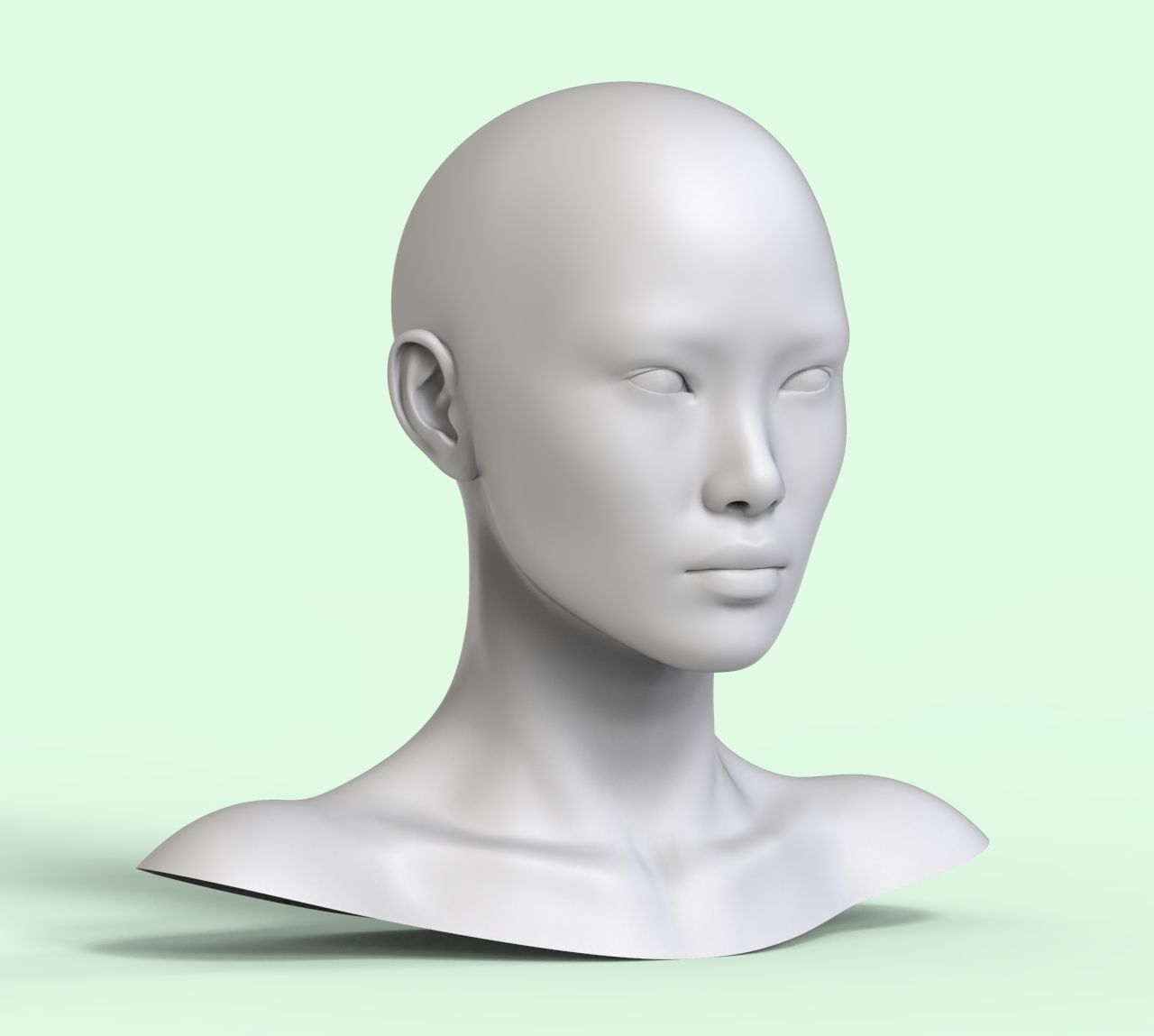 4 3D Head Face Female Character Women teenager portrait doll Low-poly 3D model_2