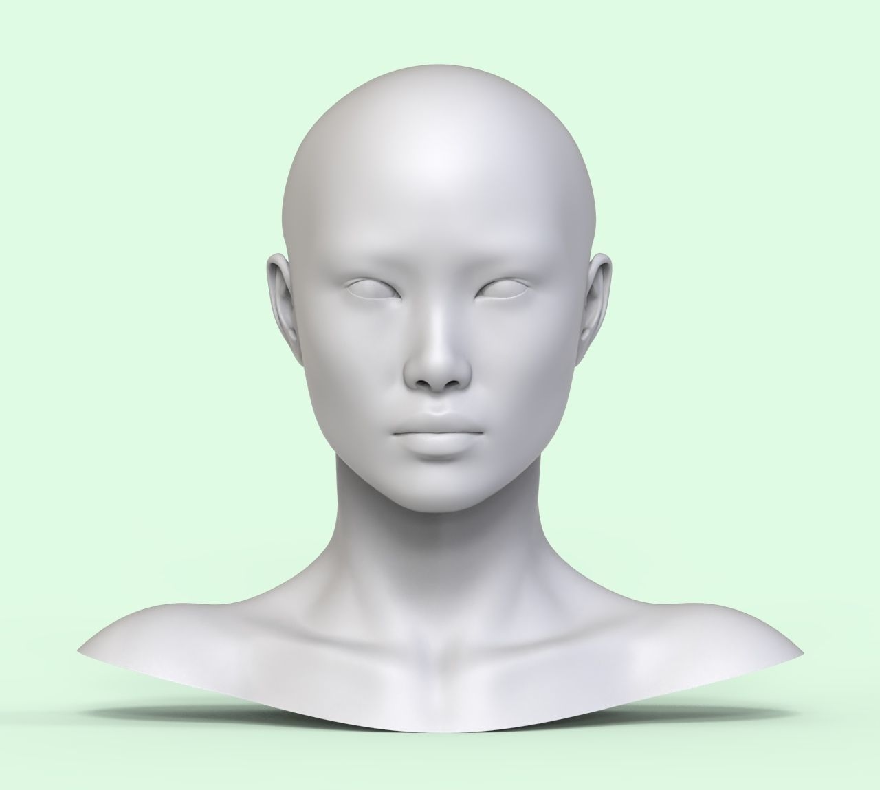 4 3D Head Face Female Character Women teenager portrait doll Low-poly 3D model_1