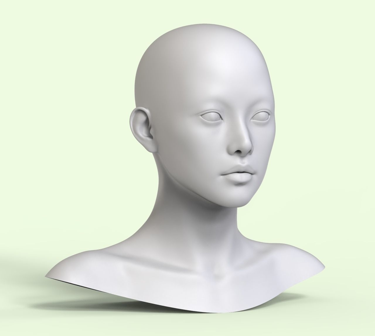 5 3D Head Face Eyes Female Character Women art portrait doll 3D Low-poly 3D model_1