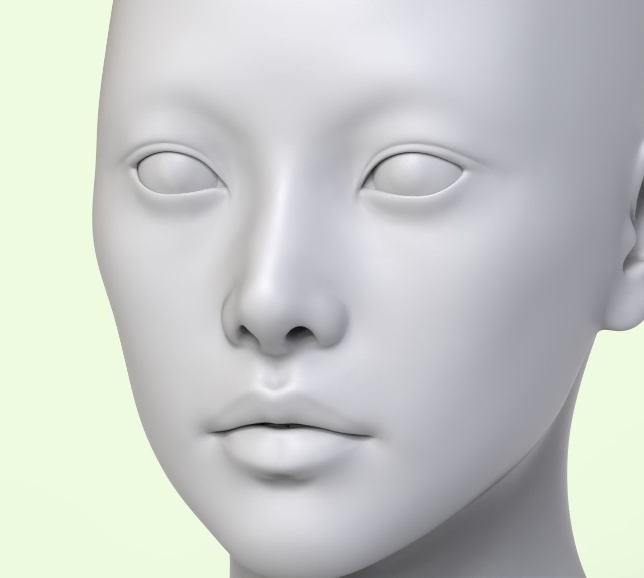 5 3D Head Face Eyes Female Character Women art portrait doll 3D Low-poly 3D model_4