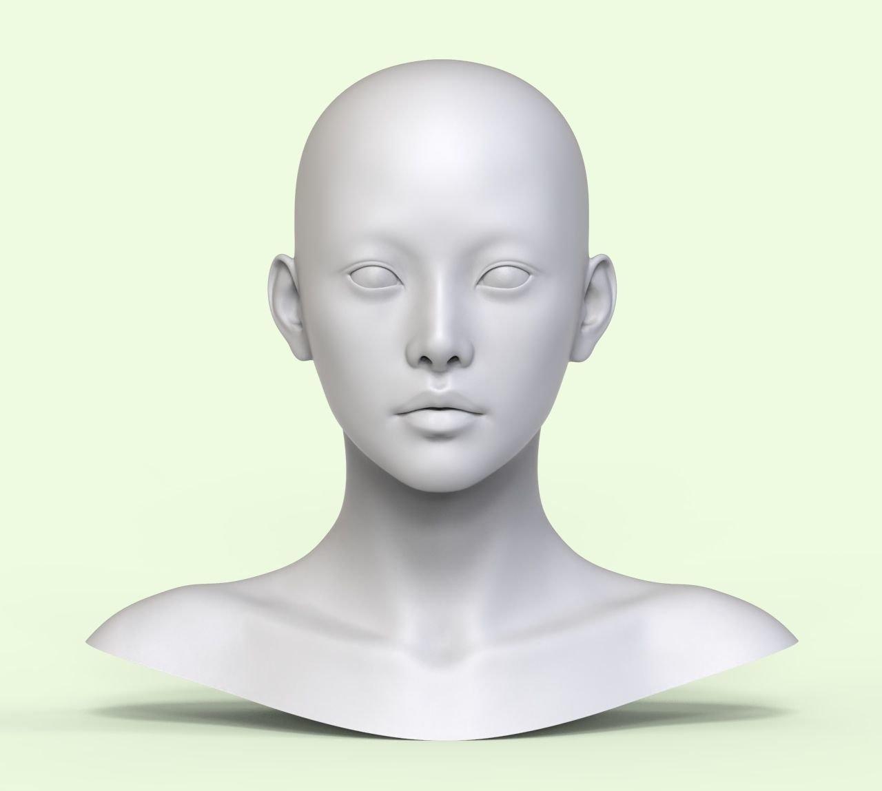 5 3D Head Face Eyes Female Character Women art portrait doll 3D Low-poly 3D model_5
