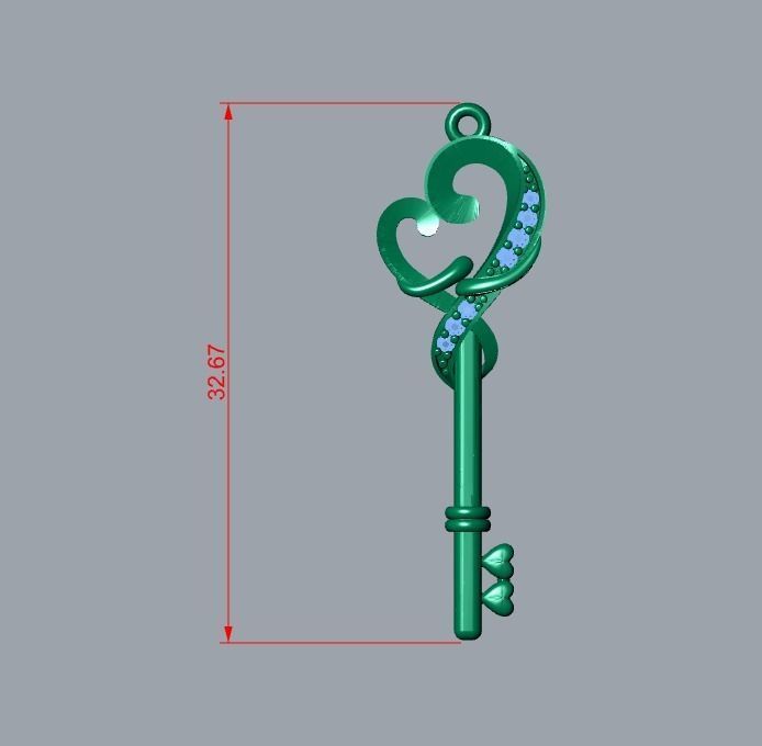 key pendant 3D print model_6