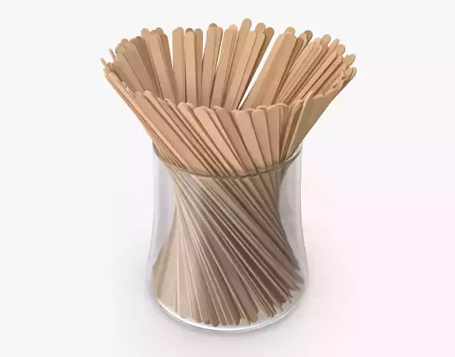 Wooden Coffee Stirrers in Glass