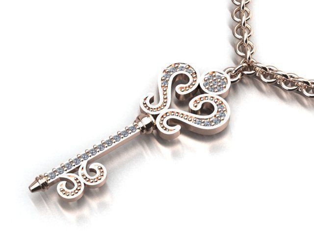 key pendant 3D print model_2