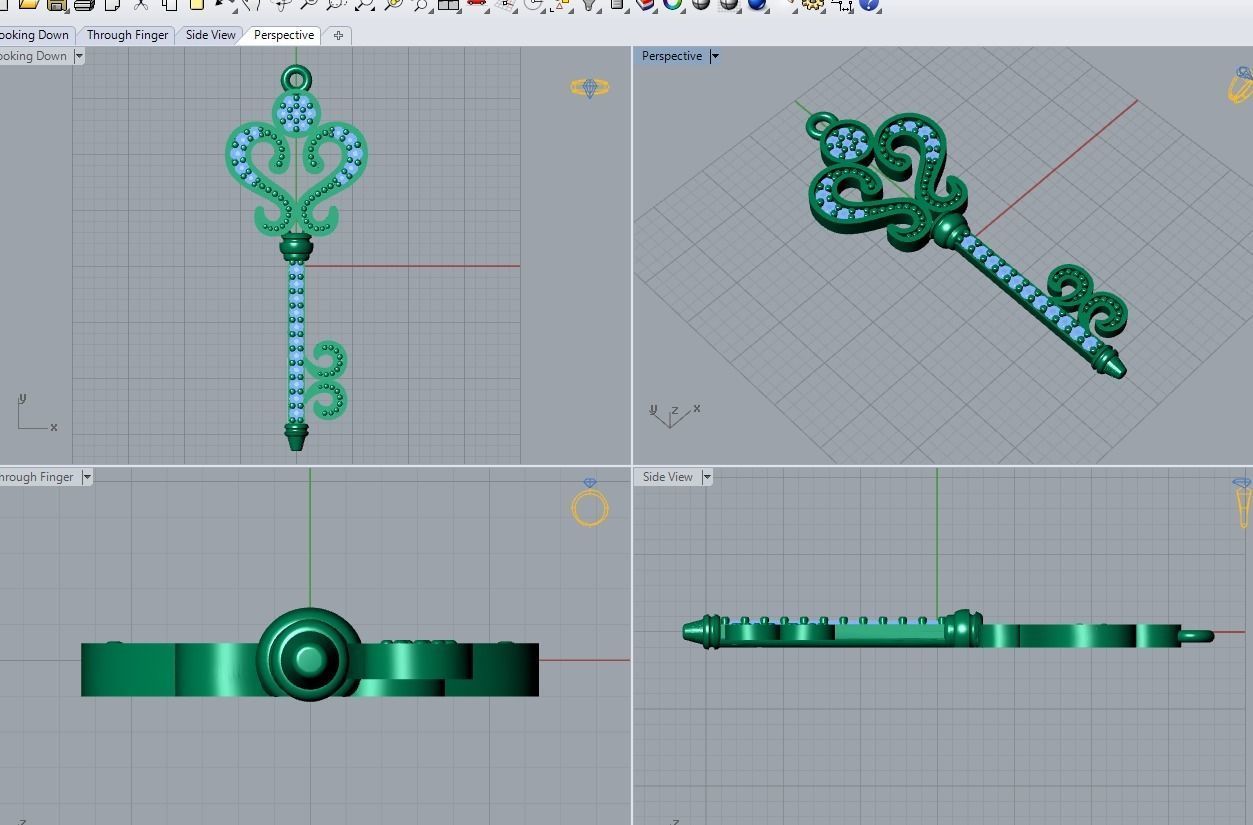 key pendant 3D print model_3