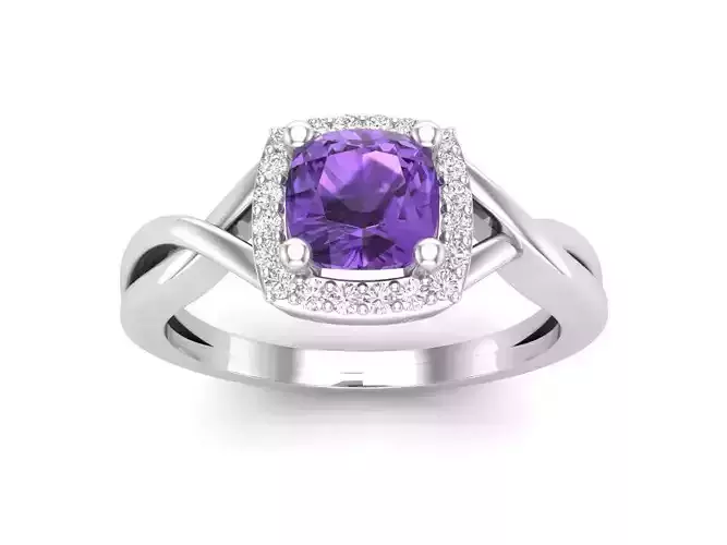 AV 460 Diamond Bridal Halo Style Swirl Shank Engagement Ring 3D print model