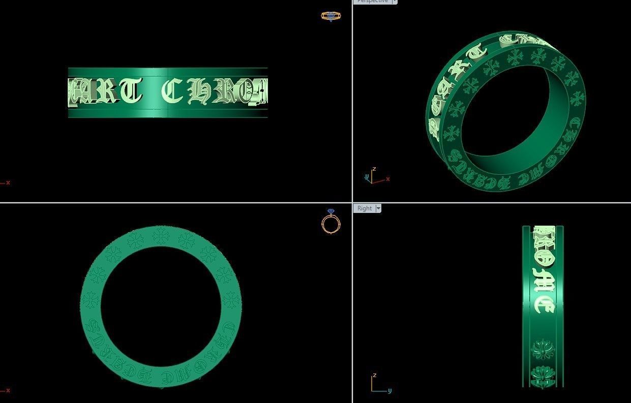 chrome hearts ring Low-poly 3D model_2