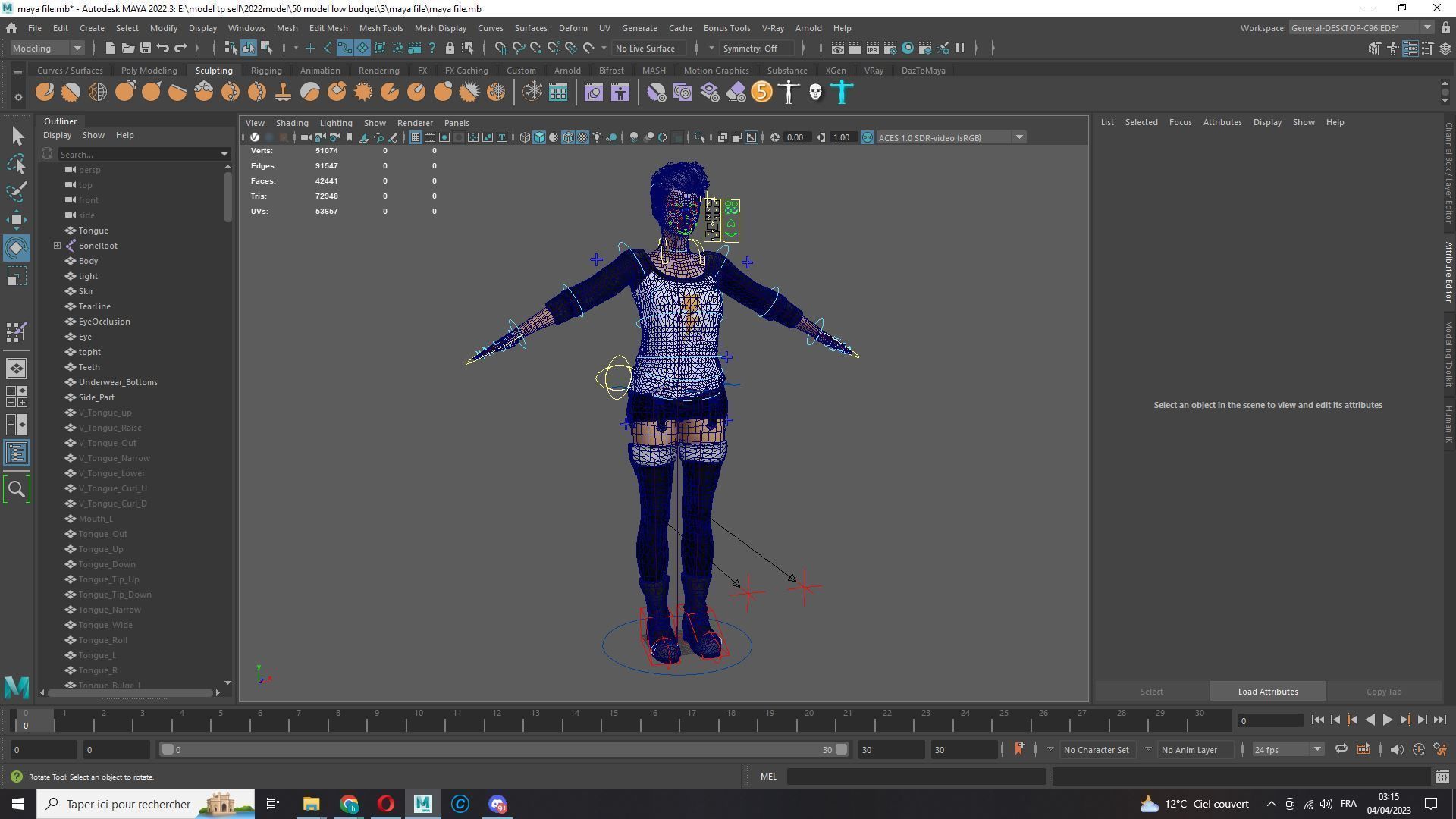 Pixie Casual Girl - Model with Full Rig and Facial Controls Low-poly 3D model_33