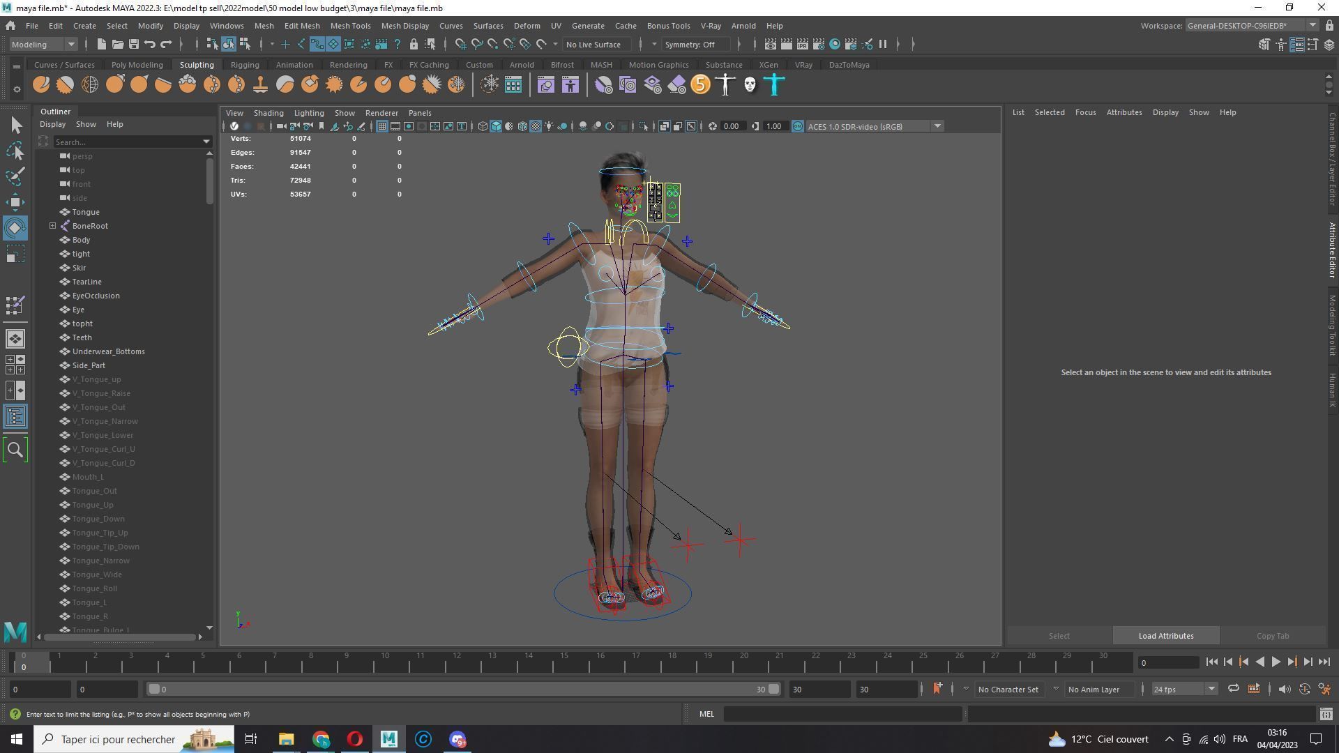 Pixie Casual Girl - Model with Full Rig and Facial Controls Low-poly 3D model_28