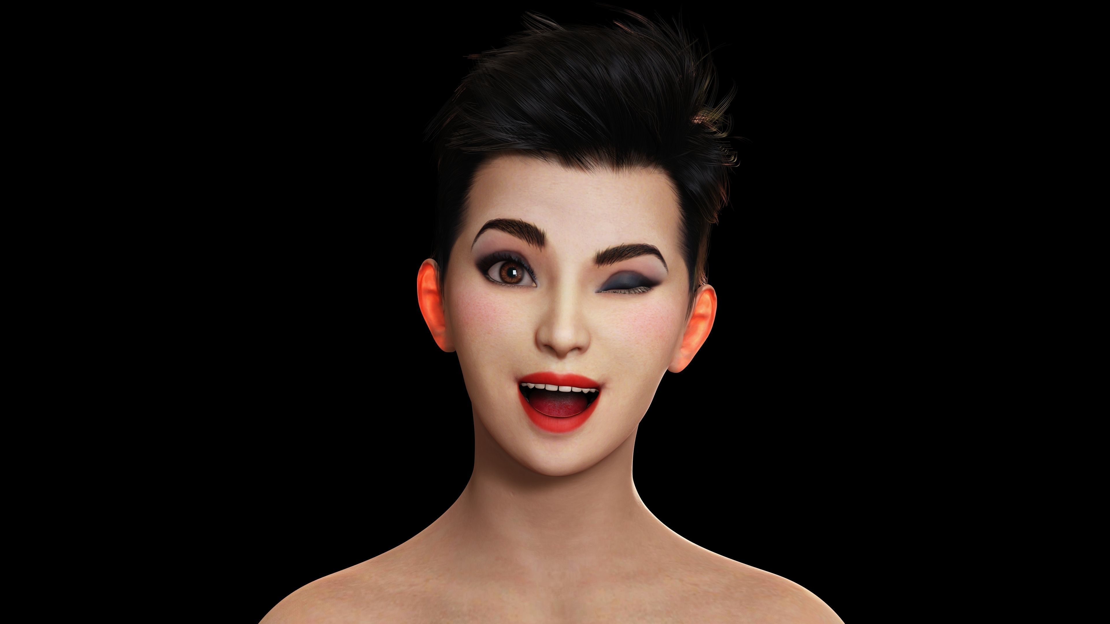 Pixie Casual Girl - Model with Full Rig and Facial Controls Low-poly 3D model_12