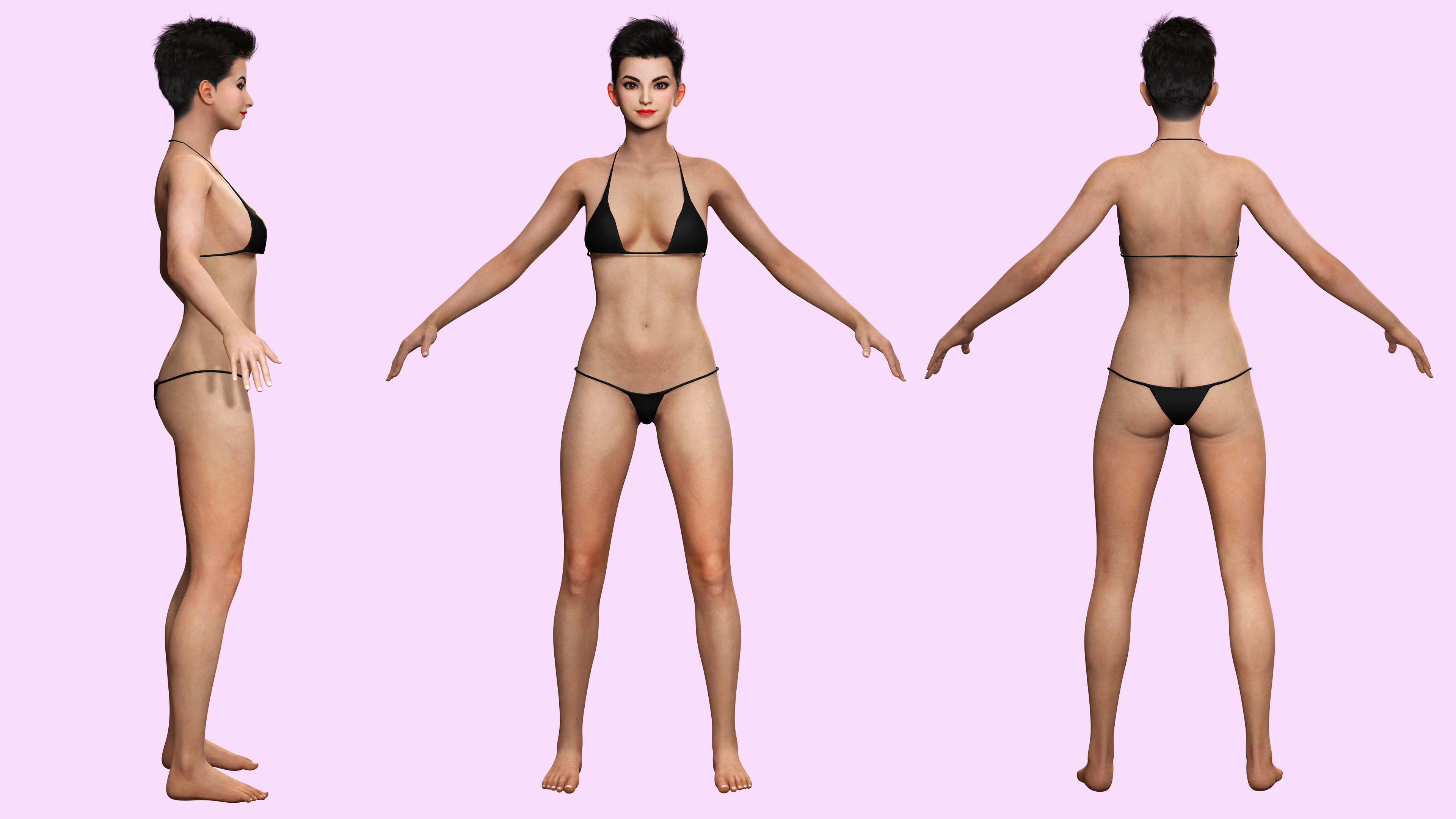 Pixie Casual Girl - Model with Full Rig and Facial Controls Low-poly 3D model_6