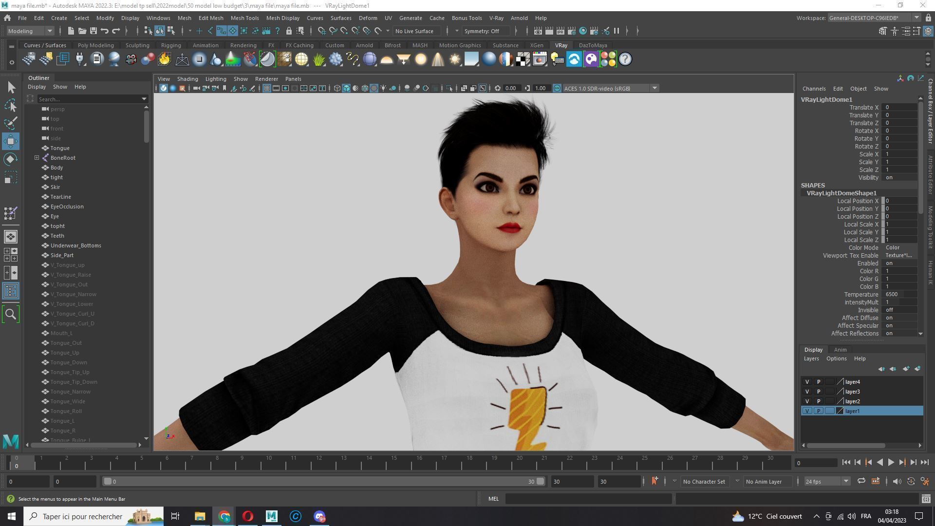 Pixie Casual Girl - Model with Full Rig and Facial Controls Low-poly 3D model_38