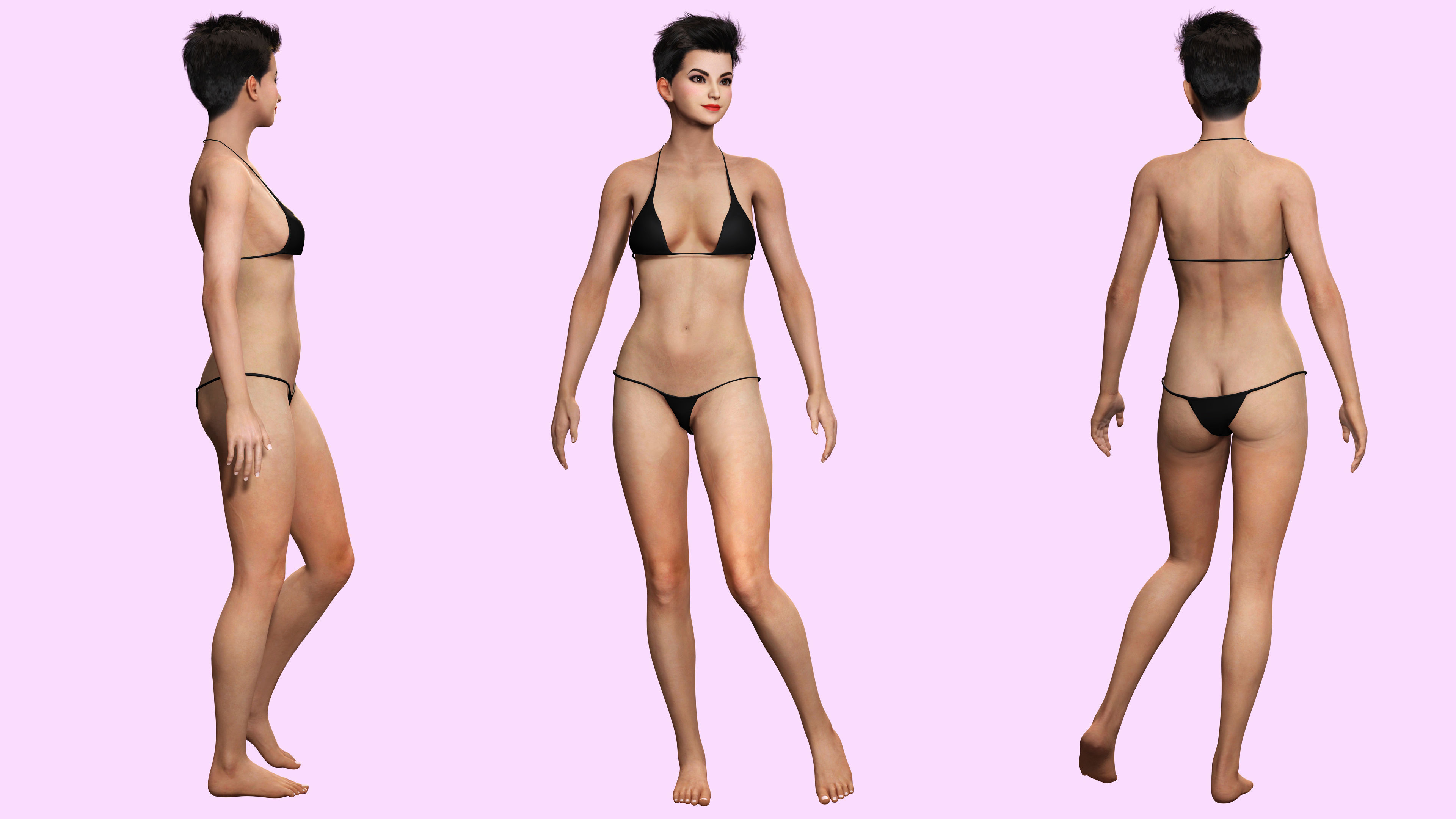 Pixie Casual Girl - Model with Full Rig and Facial Controls Low-poly 3D model_4